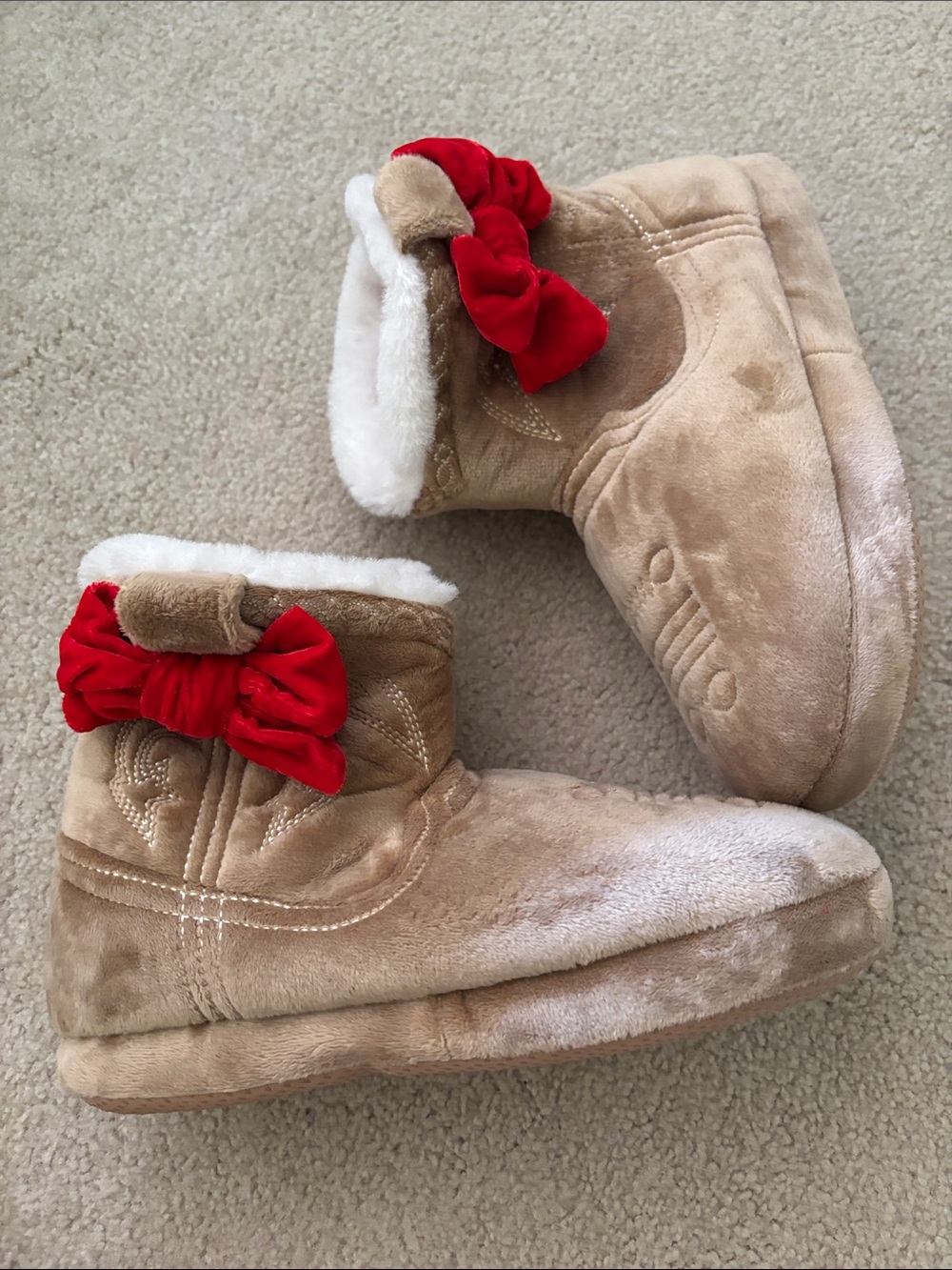 NWOT American Eagle Cowboy  Boot Slippers with Red Bow